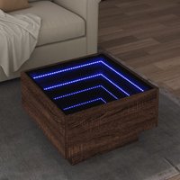 Berkfield Home Coffee Table with LED Brown Oak 50x50x30 cm Engineered Wood | Size: 50 x 50 x 30 cm