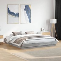 Berkfield Home Bed Frame with LED without Mattress Grey Sonoma 200x200 cm