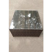 Fimous Square Rattan Coffee Tea Side Table in Dark Brown