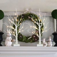 Smartbies Pack Of 2 24 Led Light Birch Twig Christmas Tree | Pre Lit Tree Christmas Decoration With 24 Light in White | Size: 1 Pack