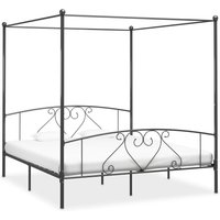 Berkfield Home Canopy Bed Frame Grey Metal 6FT Super King
