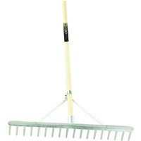 Pegdev 18 Tooth Aluminium Garden Gravel Rake with 70cm Head & 1200mm Hardwood Handle in Metallic Silver