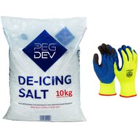 Pegdev 10kg Premium White De-Icing Rock Salt with Pair of Thermal Work Gloves