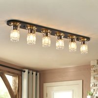 6 Light 120cm Crystal Dimmable Flush Mount