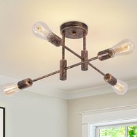 Vintage 4 Light Mid Century Semi Flush Mount Ceiling Light Fixture