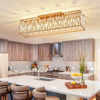 6 Light Rectangle Flush Mount Ceiling Light Modern Chandeliers