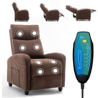 FURNITURE ONE Massage Recliner Chair, Pushback Recliner + 8 Point Vibration Massage in Brown | Size: 1 Pack