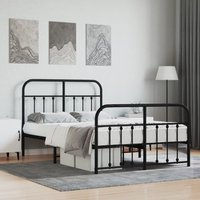 Berkfield Home Metal Bed Frame with Headboard & Footboard Black 120x190 cm Small Double