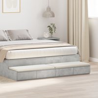 Berkfield Home Bed Drawers in Concrete Grey, 140x36.5x16.5 cm, Made of Engineered Wood in Grey | Size: 140x36.5x16.5 cm
