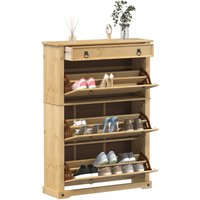 Berkfield Home Shoe Cabinet Corona 99x32x138 cm Solid Wood Pine in Brown | Size: 99 x 32 x 138 cm