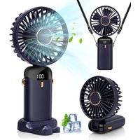 Dyzi 2-in-1 Portable Travel Mini Handheld Desk Table Fan USB-C Rechargeable Dark Blue