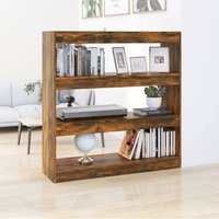 Berkfield Home Book Cabinet/Room Divider Smoked Oak 100x30x103 cm in Brown | Size: 100 x 30 x 103 cm