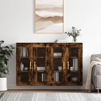 Berkfield Home Wall Mounted Cabinets 2 pcs Smoked Oak Engineered Wood in Brown