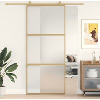 Berkfield Home Sliding Door Gold 90x205 cm Frosted ESG Glass & Aluminium
