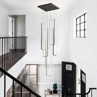 6 Light Unique Rectangle LED Dimmable Long Staircase Chandelier