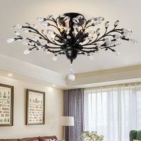 5 Light 80cm Dimmable Crystal Semi Flush Mount