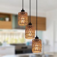 3 Light Rattan Farmhouse Cluster Pendant Light