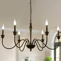 Country 95cm Candle Style Chandelier Adjustable Chain 6 Lights