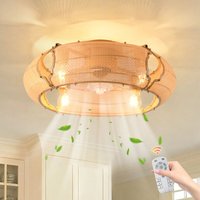 53cm Boho Rattan Farmhouse Caged Reversible Ceiling Fan Light