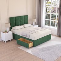 Sloomy Jasmine Plush Velvet Memory Foam Bed Set With 2 Drawers, Mattress & Headboard in Emerald | Size: King
