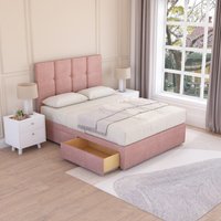 Jasmine Plush Velvet Memory Foam Bed Set 2 Drawers Mattress & Headboard Double