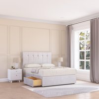 Sloomy Highbury Plush Velvet Memory Foam Bed Set With 2 Drawers, Mattress & Headboard in Silver | Size: King