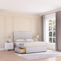 Sloomy Manhattan Plush Velvet Memory Foam Bed Set With 2 Drawers, Mattress & Headboard in Silver | Size: Small Double