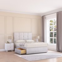 Sloomy Jasmine Plush Velvet Memory Foam Bed Set With 4 Drawers, Mattress & Headboard in Silver | Size: King