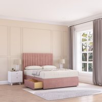 Sloomy Manhattan Plush Velvet Memory Foam Bed Set With 4 Drawers, Mattress & Headboard in Pink | Size: Double