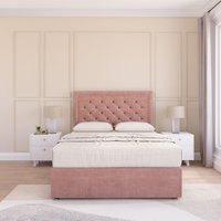 Sloomy Montana Plush Velvet Memory Foam Bed Set With No Drawers, Mattress & Headboard in Pink | Size: Super King