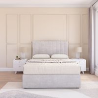 Sloomy Kansas Plush Bed Set With No Drawers Mattress & 26" Headboard in Silver | Size: Single