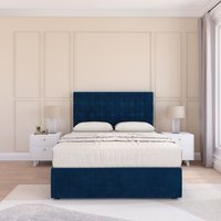 Sloomy Alabama Plush Bed Set With No Drawers Mattress & 26" Headboard in Navy | Size: Small Single