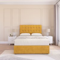 Sloomy Alabama Plush Bed Set With No Drawers Mattress & 26" Headboard in Gold | Size: Single