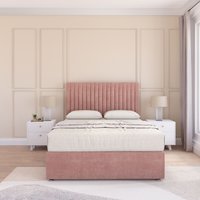 Sloomy Manhattan Plush Velvet Memory Foam Bed Set With No Drawers, Mattress & Headboard in Pink | Size: Double