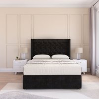 Dior Wing Bed Set No Drawers Ortho Sprung Mattress & 54" Floor standing Headboard Plush Velvet Double