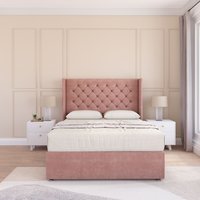 Dior Wing Bed Set No Drawers Ortho Sprung Mattress & 54" Floor standing Headboard Plush Velvet Super King