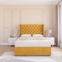 Dior Wing Bed Set No Drawers Ortho Sprung Mattress & 54" Floor standing Headboard Plush Velvet Single
