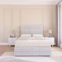Sloomy Monaco Divan Bed Set With No drawers & Matching Footboard - Plush Velvet in Silver | Size: Small Double