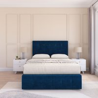 Sloomy Cambridge Divan Bed Set With No drawers & Matching Footboard - Plush Velvet in Navy | Size: Super King