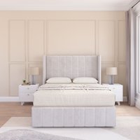 Melbourne Upholstered Wingback Bed Set No Drawers & 54" Floor standing Headboard Plush Velvet King
