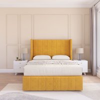 Melbourne Upholstered Wingback Bed Set No Drawers & 54" Floor standing Headboard Plush Velvet Super King