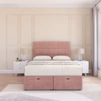 Texas Plush Fabric Ottoman Bed End Opening Sprung Memory Mattress & 26 Inch strut Headboard Single
