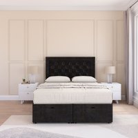 Montana Plush Fabric Ottoman Bed End Opening Sprung Memory Mattress & 26 Inch Headboard Single