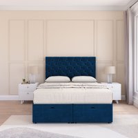 Mayfair Plush Fabric Ottoman Bed End Opening Sprung Memory Mattress & 26 Inch Headboard Double