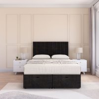 Kansas Plush Fabric Ottoman Bed End Opening Sprung Memory Mattress & 26 Inch Headboard Single