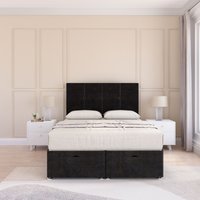 Jasmine Plush Fabric Ottoman Bed End Opening Sprung Memory Mattress & 26 Inch strut Headboard Single