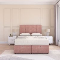 Jasmine Plush Fabric Ottoman Bed End Opening Sprung Memory Mattress & 26 Inch strut Headboard Double