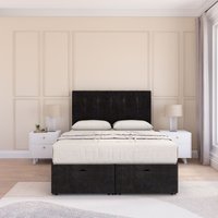 Highbury Plush Fabric Ottoman Bed End Opening Sprung Memory Mattress & 26 Inch strut Headboard Single