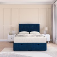 Highbury Plush Fabric Ottoman Bed End Opening Sprung Memory Mattress & 26 Inch strut Headboard Single