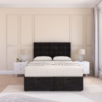 Alabama Plush Fabric Ottoman Bed End Opening Sprung Memory Mattress & 26 Inch Headboard Double